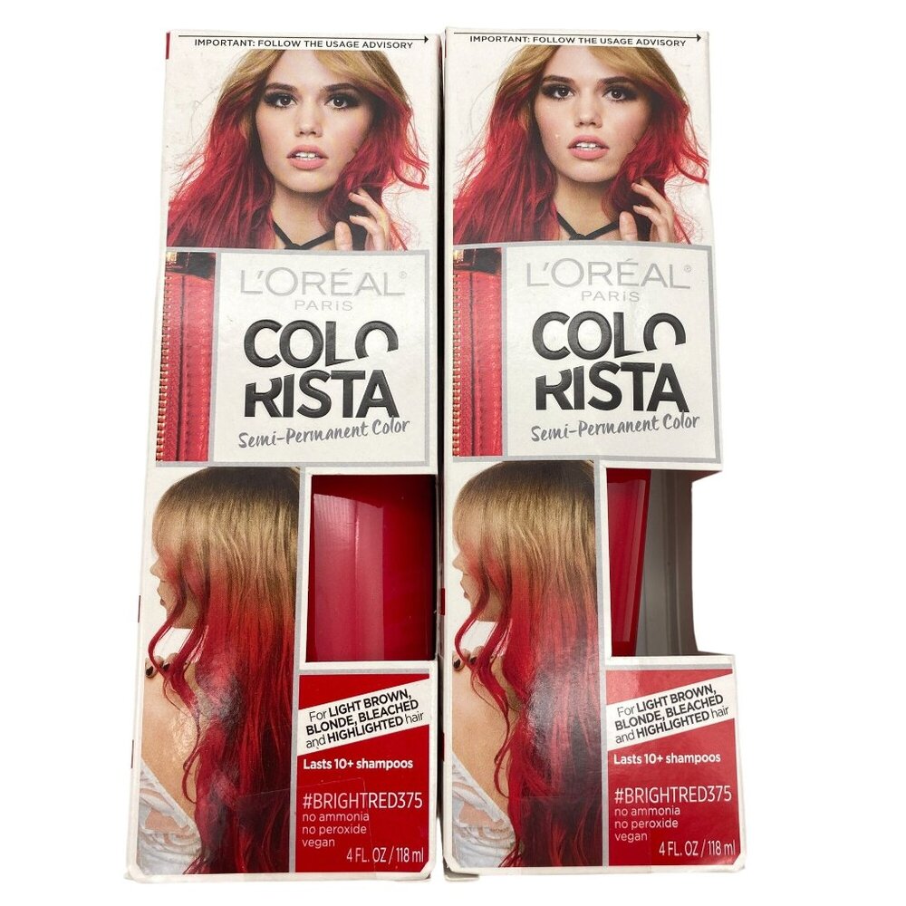 L'Oreal Colo Rista‎ semi permanent hair color BrightRed375 lot of 2 red